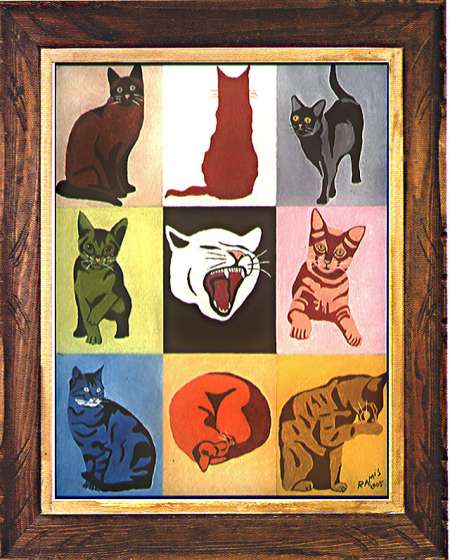 Photo ads/1858000/1858088/a1858088.jpg : Tableau signé Emile RAMIS "Fantaisie féline 2005"