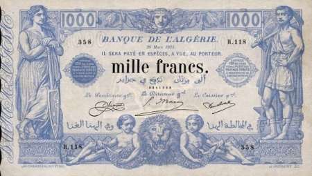 Photo ads/2224000/2224306/a2224306.jpg : Billet banque colonie de l'Algérie et la Tunisie